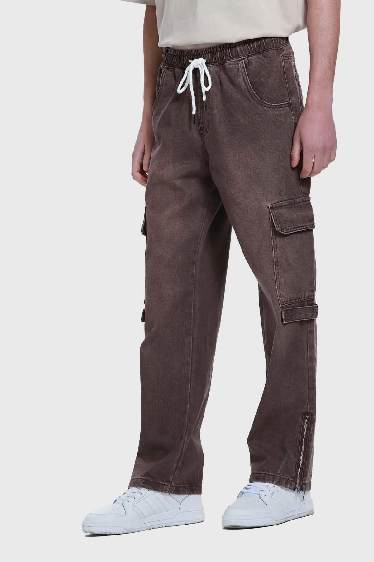 Jeans Hombre Cargo Recto Café