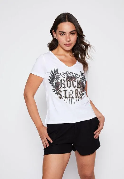 Polera Mujer Blanco Alas Family Shop