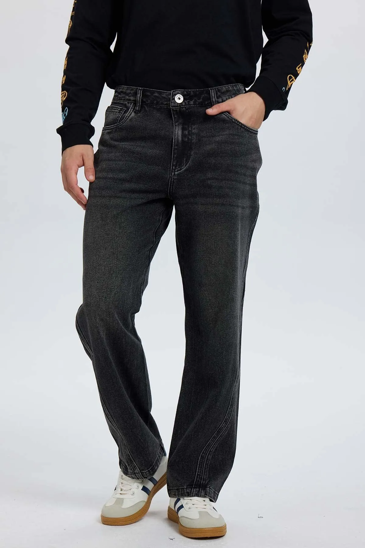 Jeans Hombre Recto Focalizado Negro