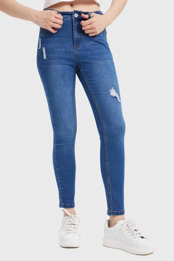 Jeans mujer super skinny lia azul i