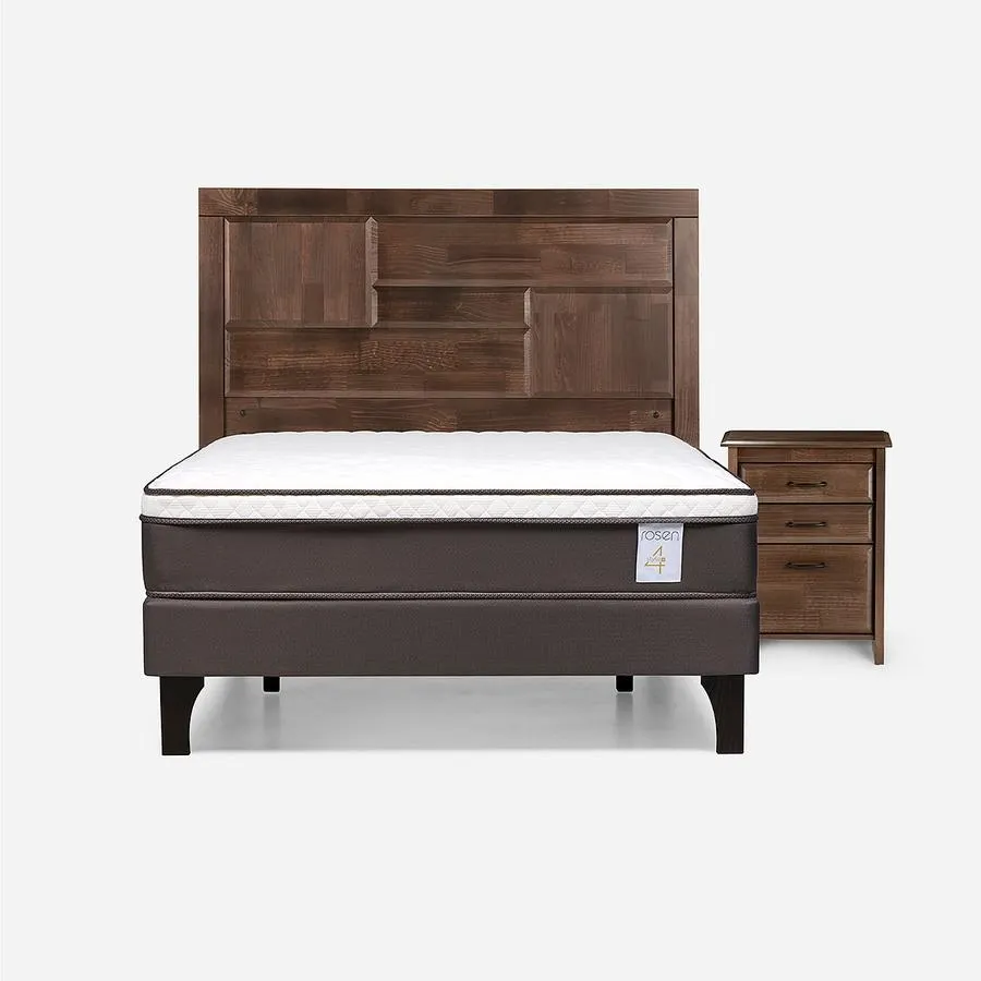 Cama New Style 4 Plus Full + Respaldo y Velador Dolce