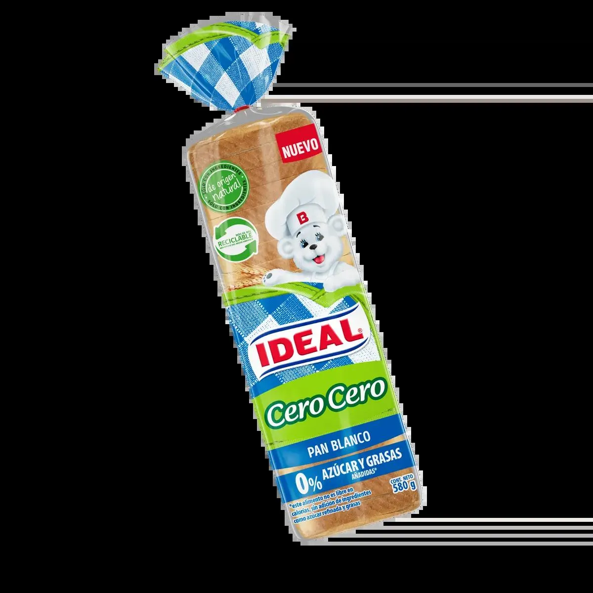 Pan Blanco Cero Cero Ideal 580 Grs