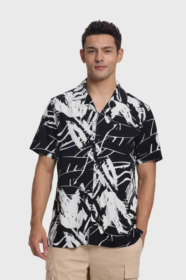Camisa hombre full print negro i