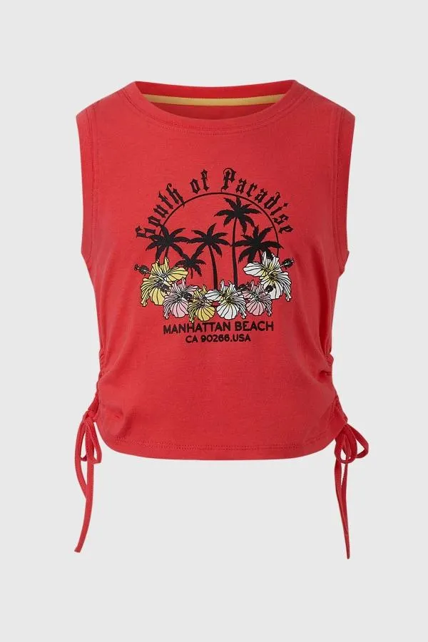 Polera niÑa print posicional coral oscuro