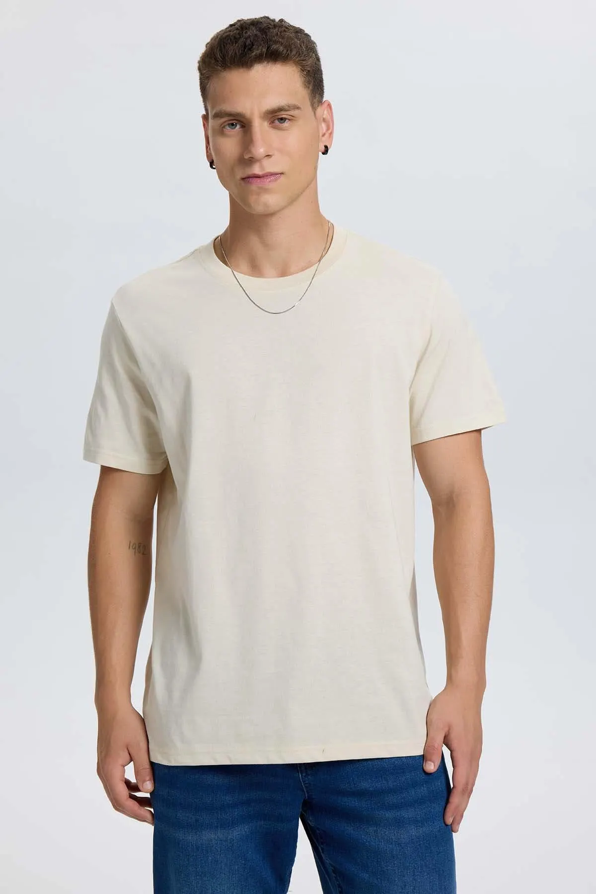 Polera Hombre Regular Fit Básica Beige