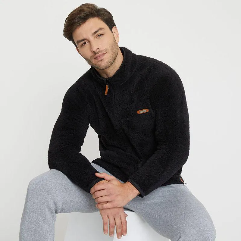 Polerón Outdoor Hombre Básico Peludo Negro