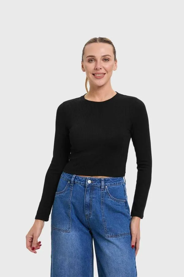 Polera mujer lisa negro vii