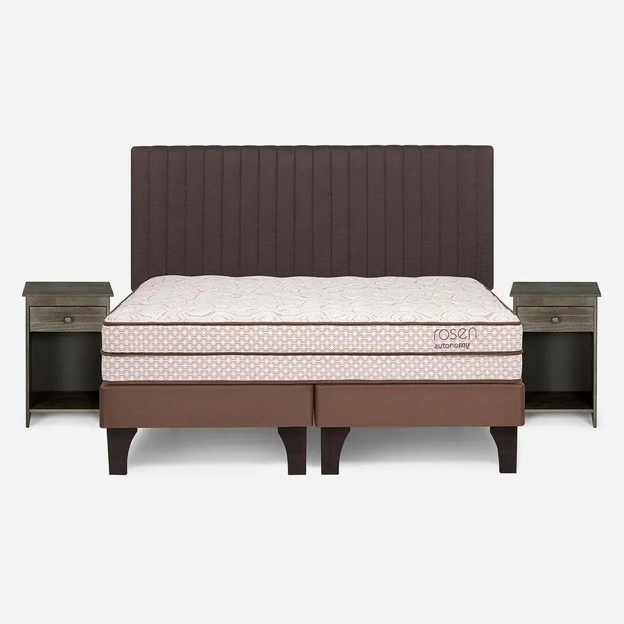 Cama Autonomy Land de 2 Plazas + Respaldo Lucio y Velador Tabor