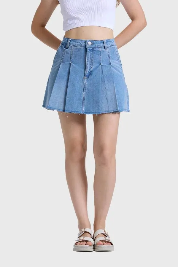 Falda mujer tableada azul claro