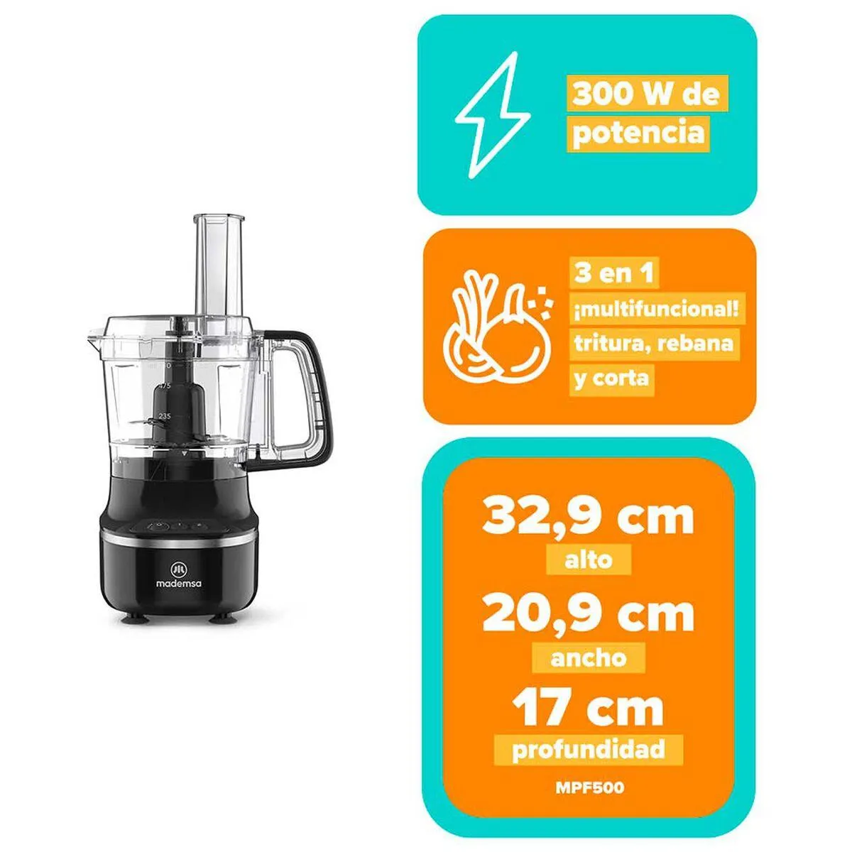 Procesador de Alimentos Mademsa MFP500 710 ml.