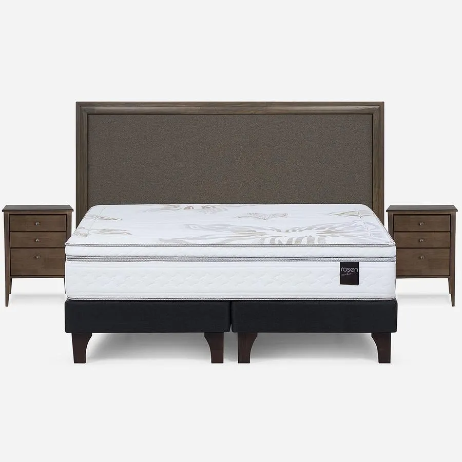 Cama Art 4 King + Respaldo Nolita y Velador Issey