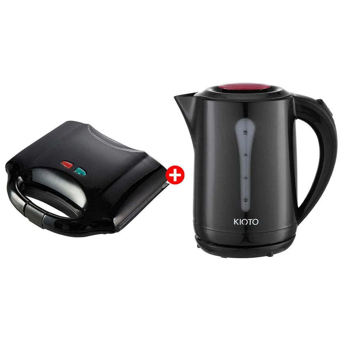 Combo Sandwichera Kioto Otsu + Hervidor Eléctrico Kioto Toyama 2,5 lts.