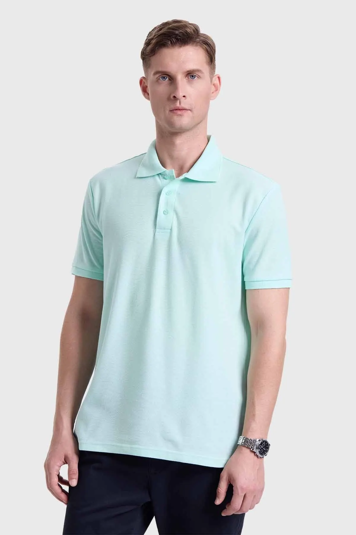 Polera Hombre Piqué Básica Verde