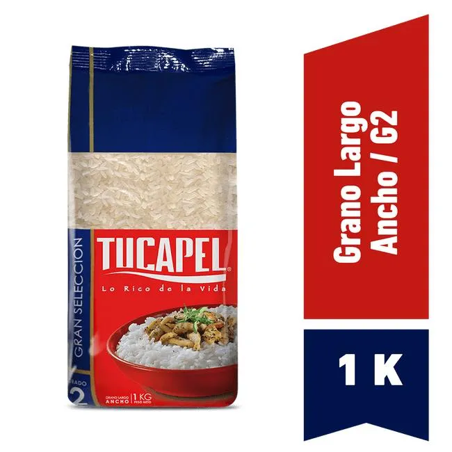 Arroz Grado 2 Tucapel Grano Largo y Ancho Graneado 1 kg
