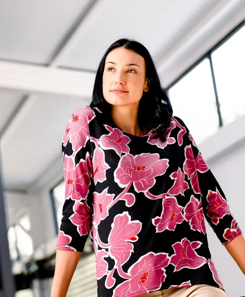 Polera mujer lanosa floreada