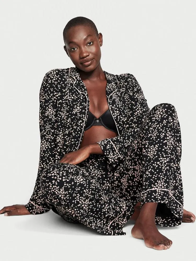 Pijama Pantalón Negro con Corazones