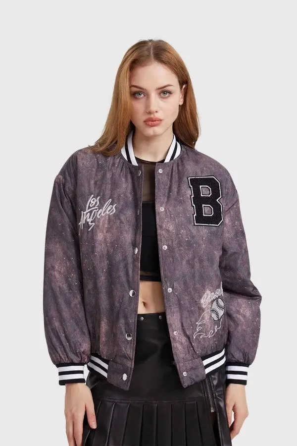 Chaqueta mujer bomber design negro