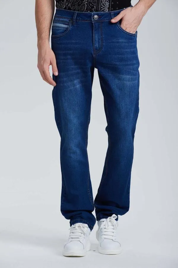 Jeans slim cortes azul oscuro