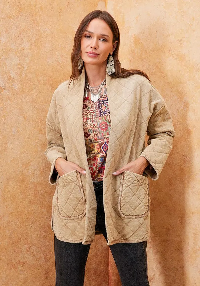 Chaqueta Acolchado Proceso Desgastado Beige L/XL