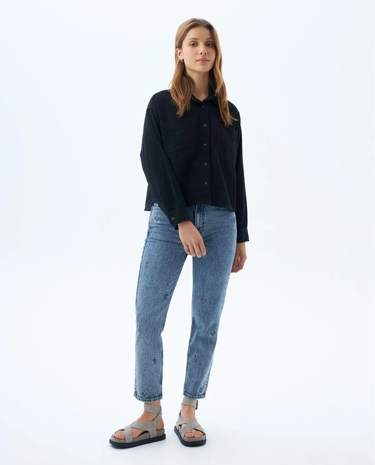 Camisa manga larga amplia para mujer
