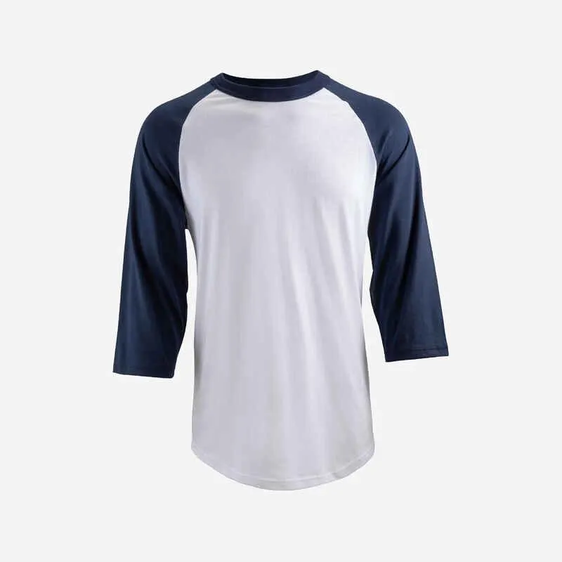 POLERA DE BÉISBOL HOMBRE BA550 BLANCO/AZUL