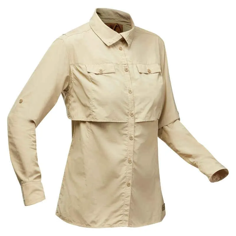 CAMISA DE TREKKING DESIERTO MUJER DESERT500 BEIGE
