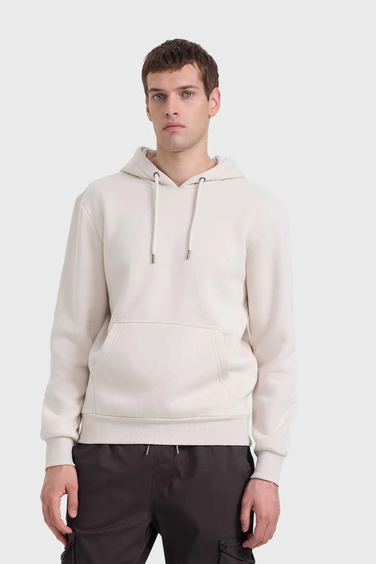 Polerón Hombre Hoodie Básico Beige