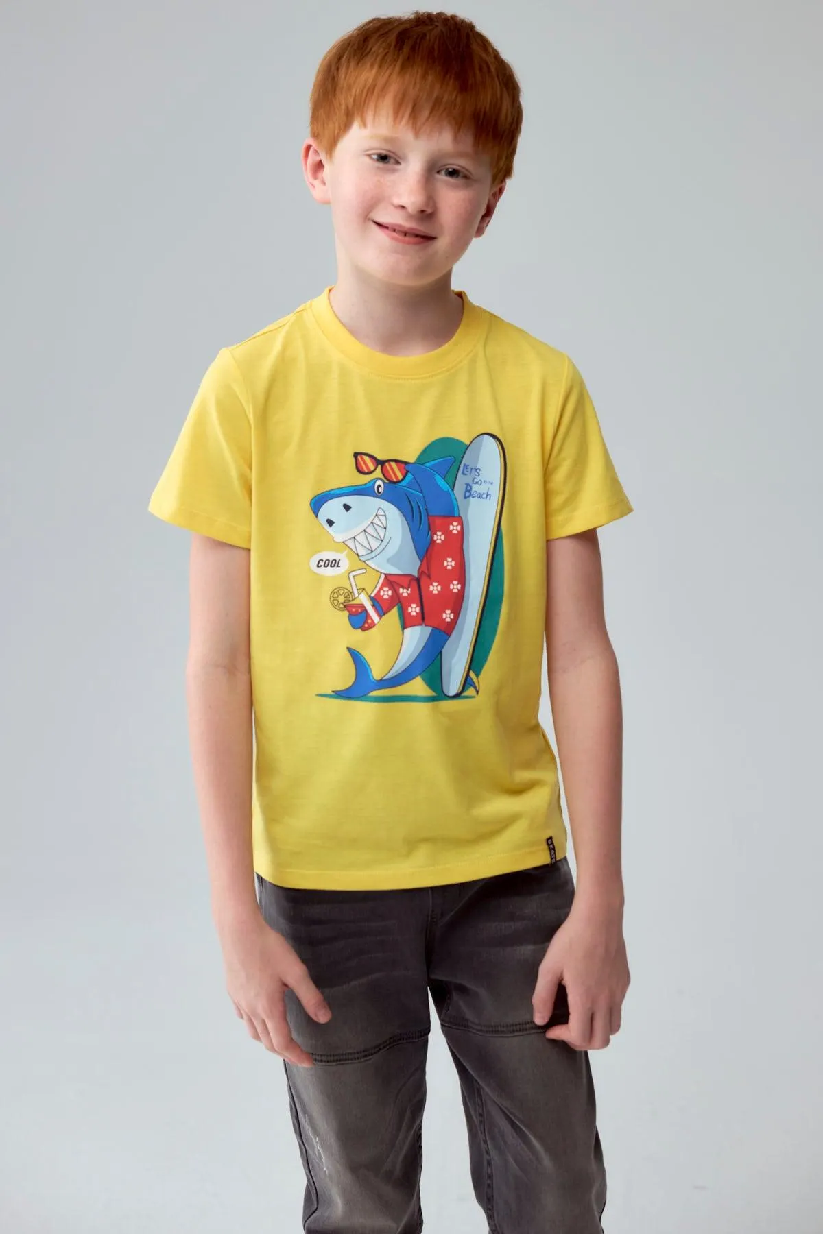 Polera Niño Básica Estampada Amarillo