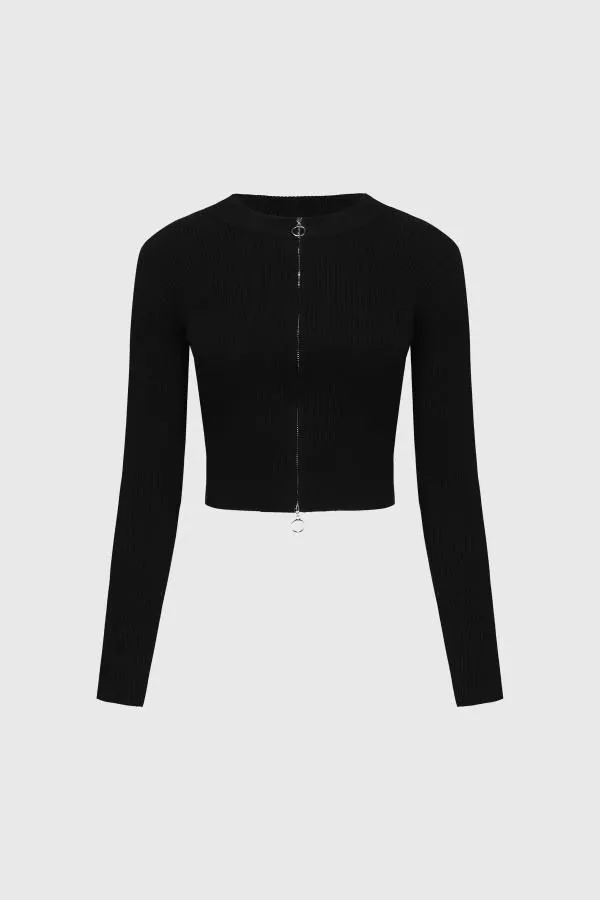 Sweater niÑa full zipper negro