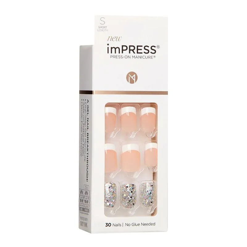 UÑAS IMPRESS KIM008 FRANCESA MIX GLITTER