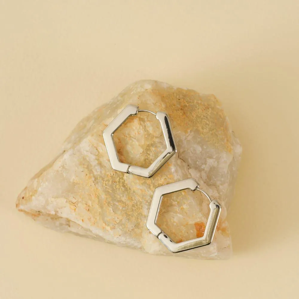 Geometric Aros Hexagono Plateado