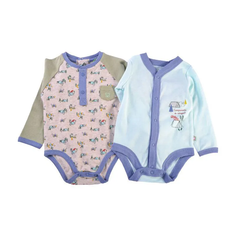 Set 2 Pzas Body Manga Larga Bebé Niño Multicolor