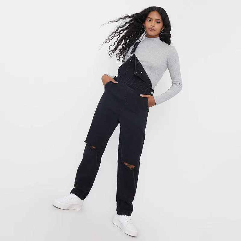 Jardinera Mujer Larga Negro