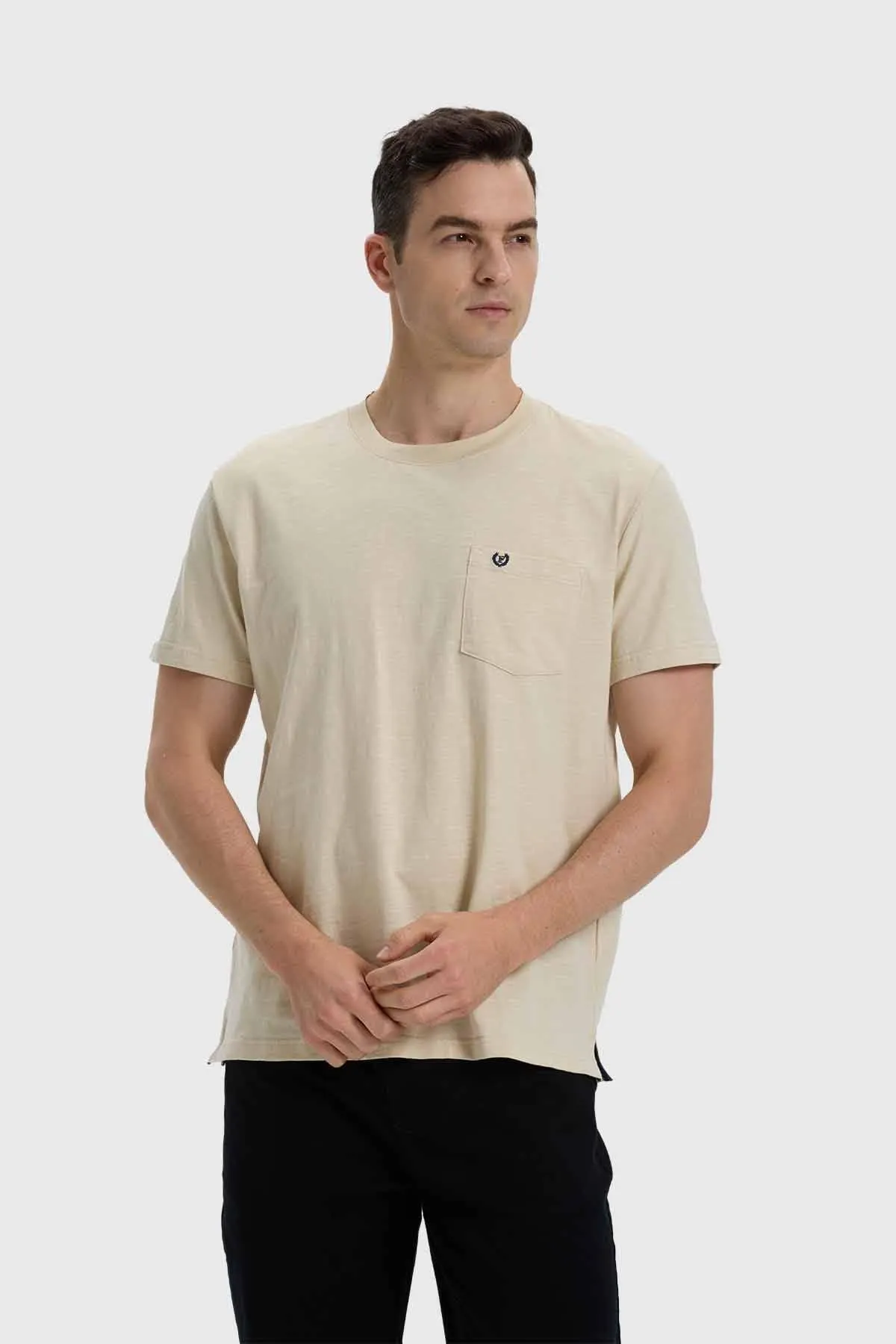 Polera Hombre Con Bolsillo Beige