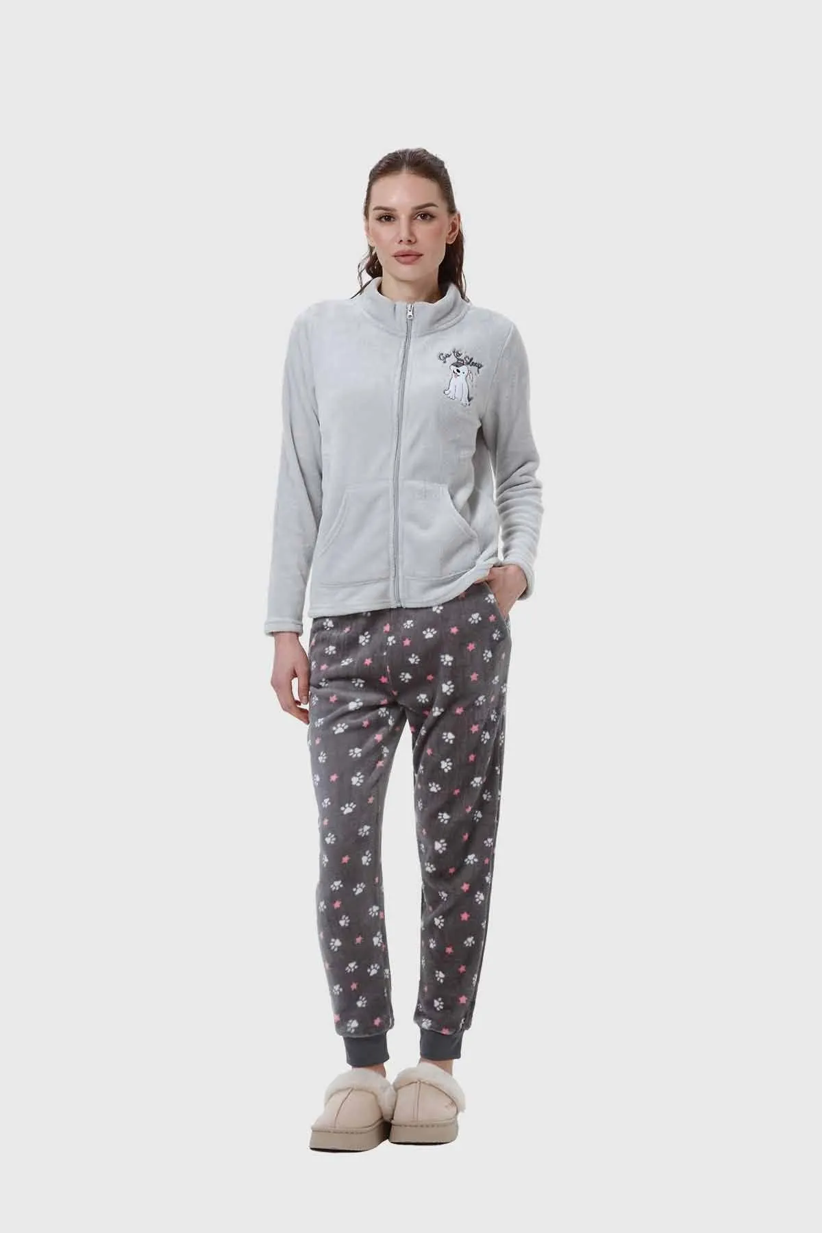 Pijama Mujer Polar Gris
