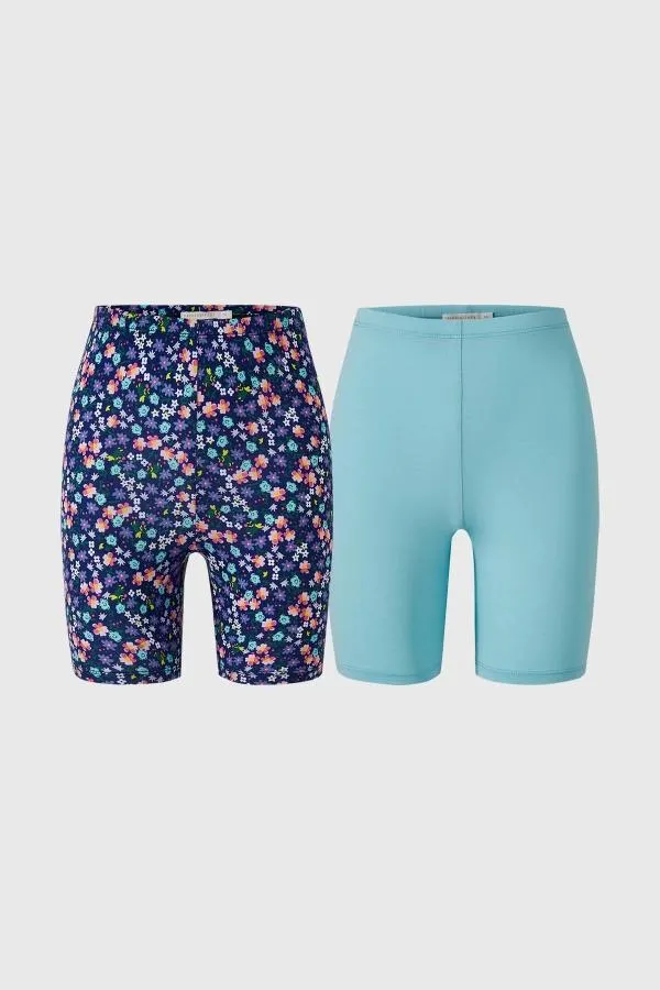 Calza niÑa corta full print azulino
