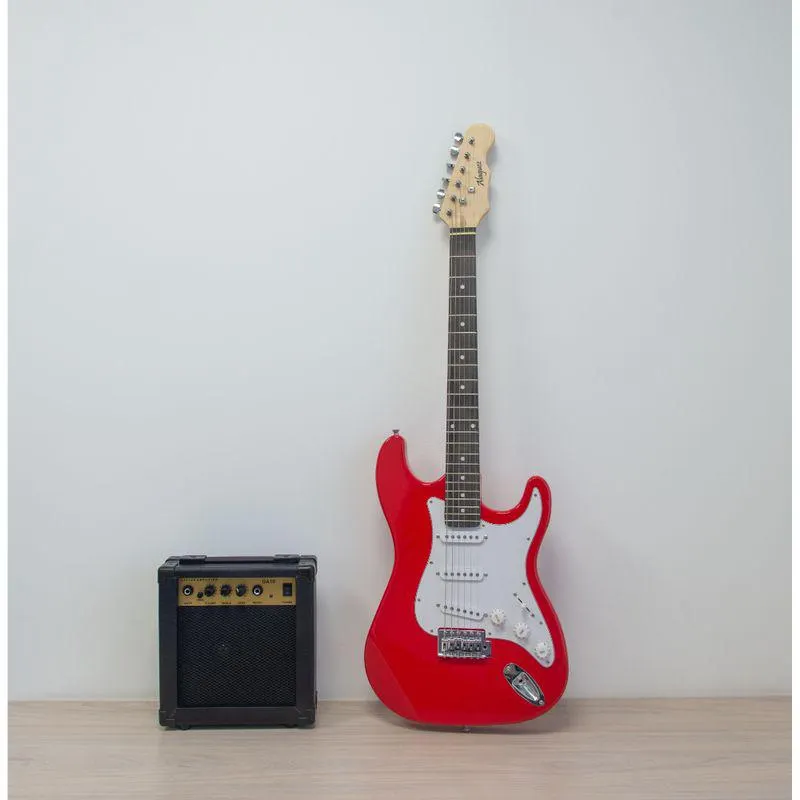 PACK GUITARRA ELECTRICA ROJA CON AMPIFICADOR 10W ALAGUEZ
