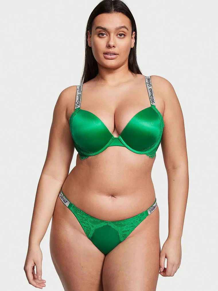 Panty Tanga con Brillos Verde