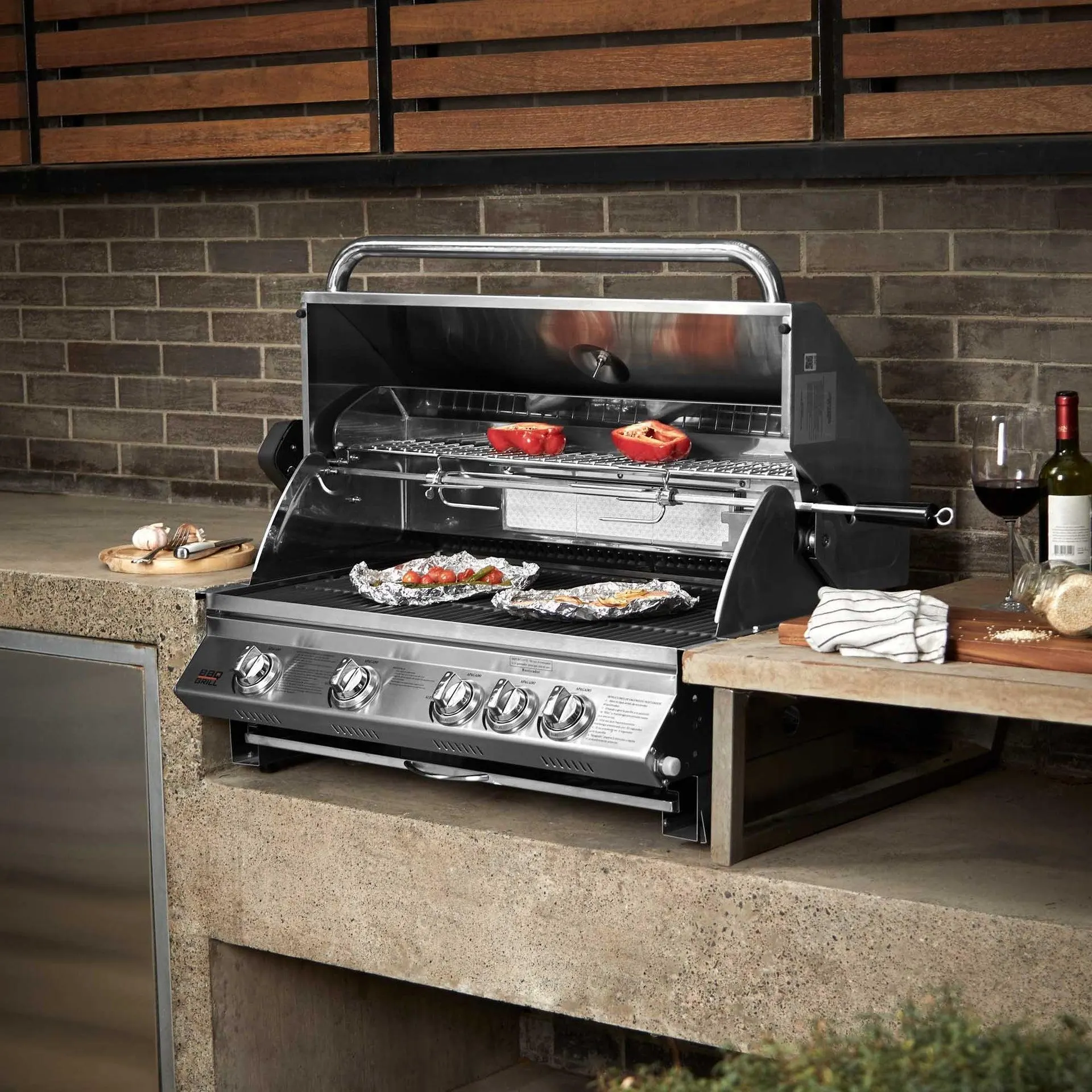 Parrilla Kansas Empotrada + Rostizador + Spiedo BBQ401E BBQ Grill