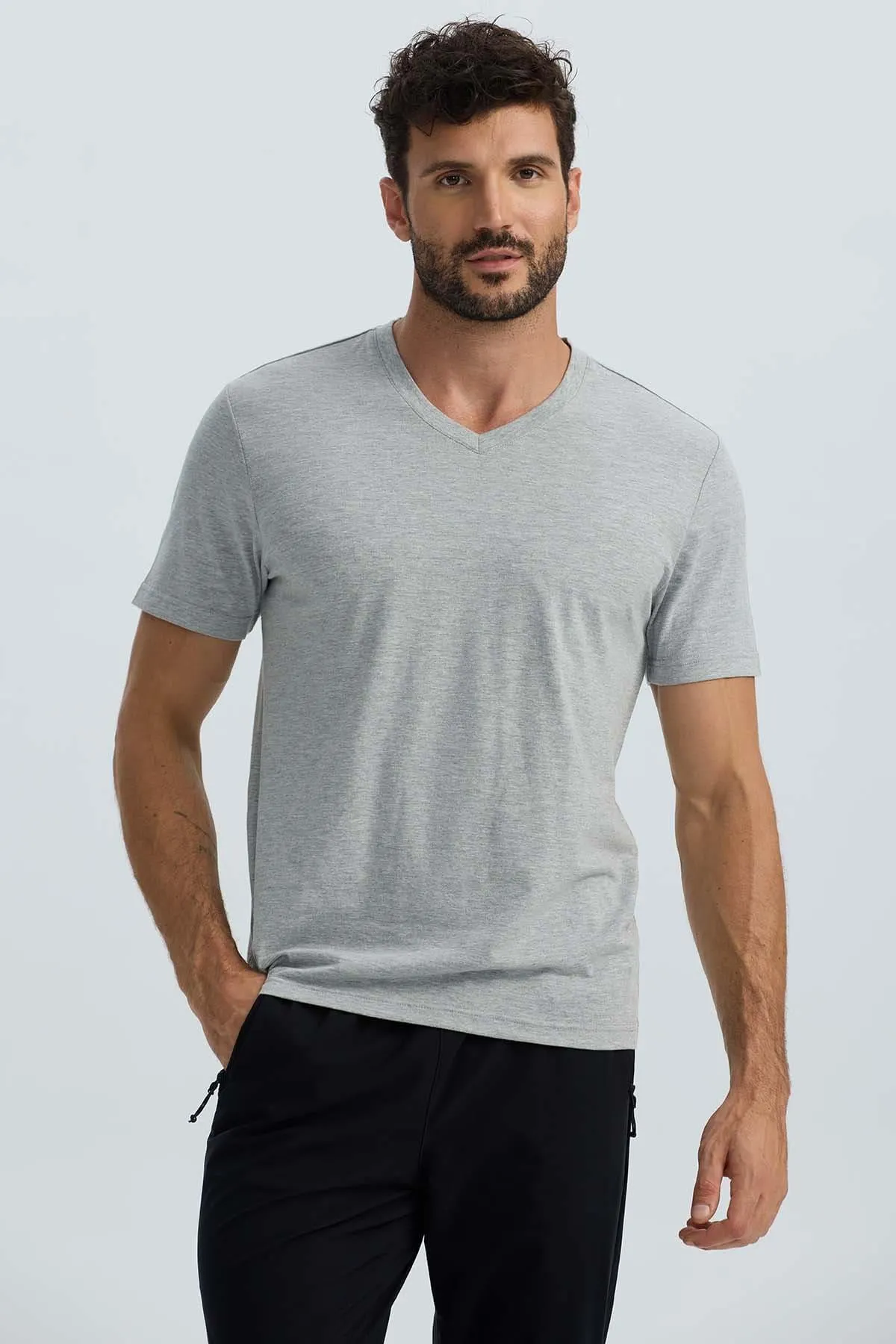 Polera Hombre Básica Gris Melange