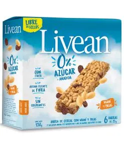 Barras De Cereal Con Frutos Rojos 0% Azúcar Livean 23 Gr 6 Und