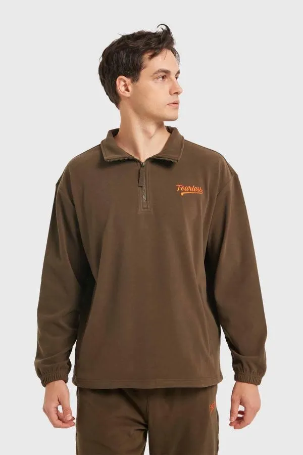 PolerÓn hombre medio zipper verde militar