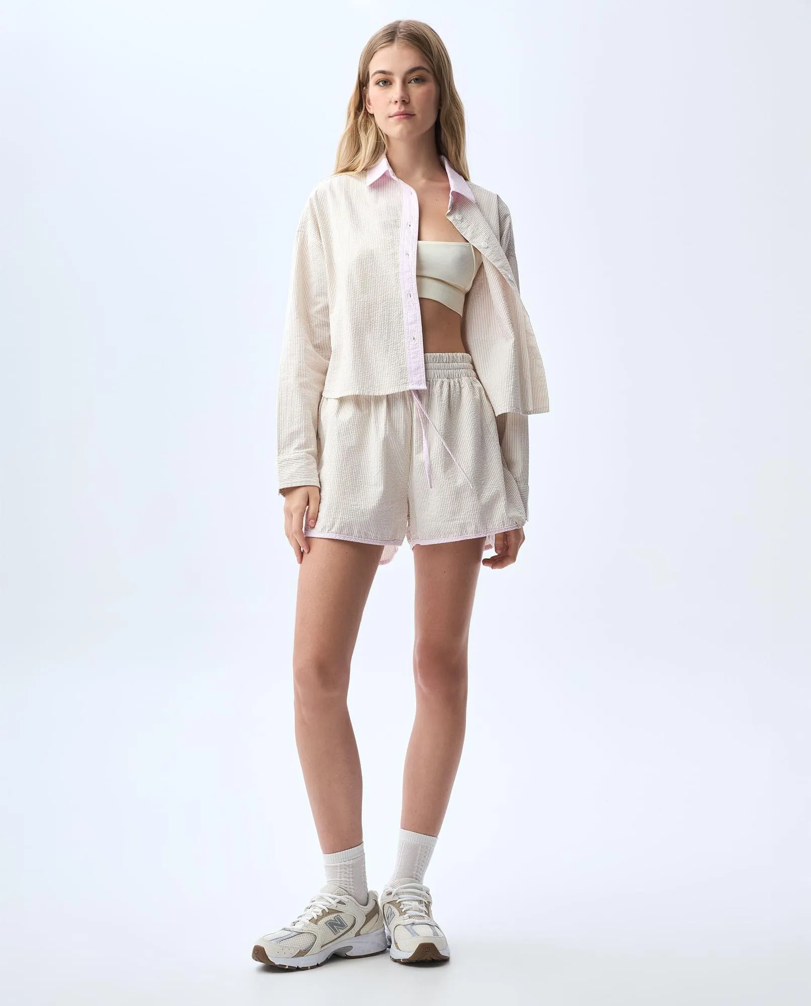 Camisa manga larga a rayas para mujer