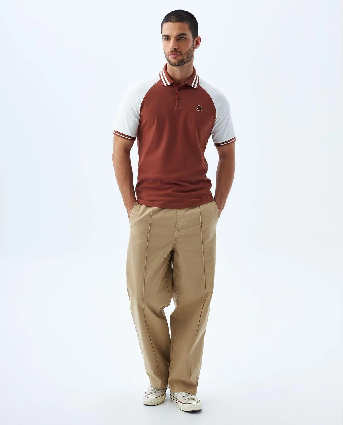 Camiseta polo con bloques de color para hombre