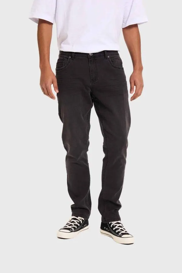 Jeans hombre slim liso gris oscuro