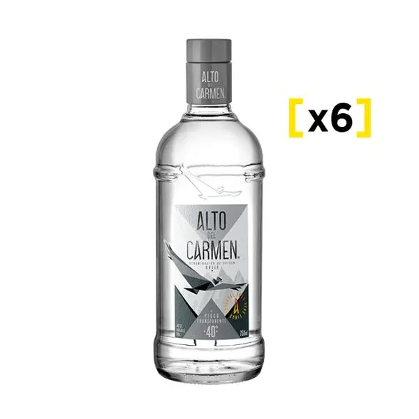 Pisco Alto del Carmen Transparente 40 750 CC x6 | Liquidos.cl