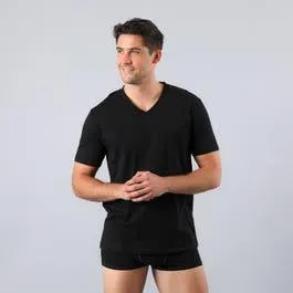 Camiseta Escote V Hombre Manga Corta 50752 Negro