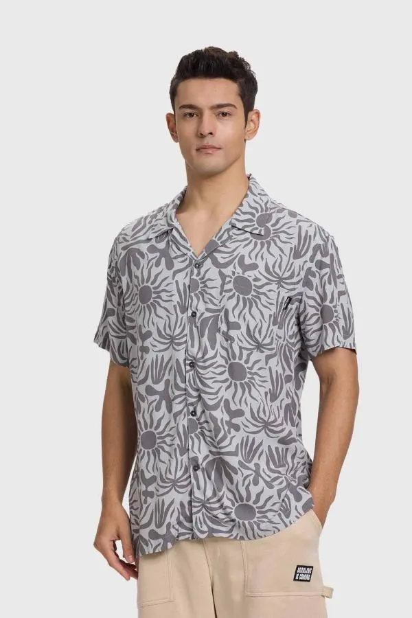 Camisa hombre guayaber tropical gris