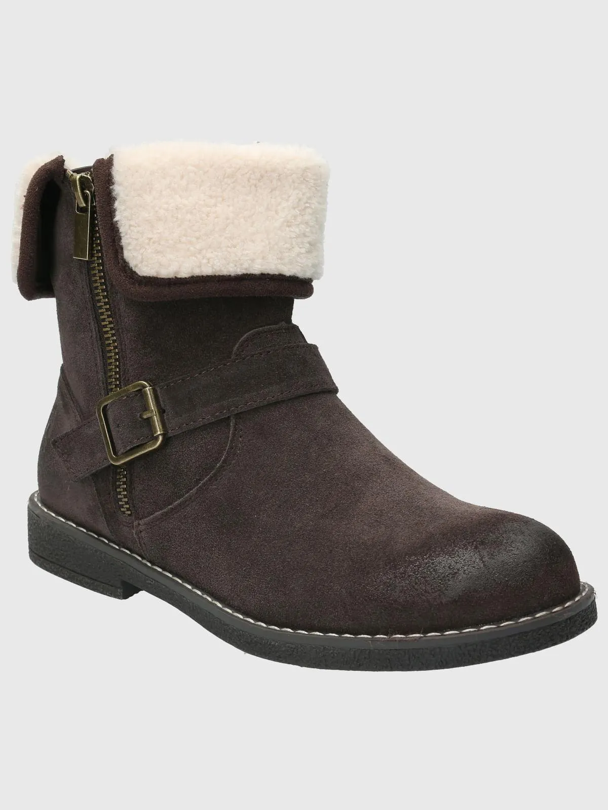 Botin Cuero Mujer Claire Café