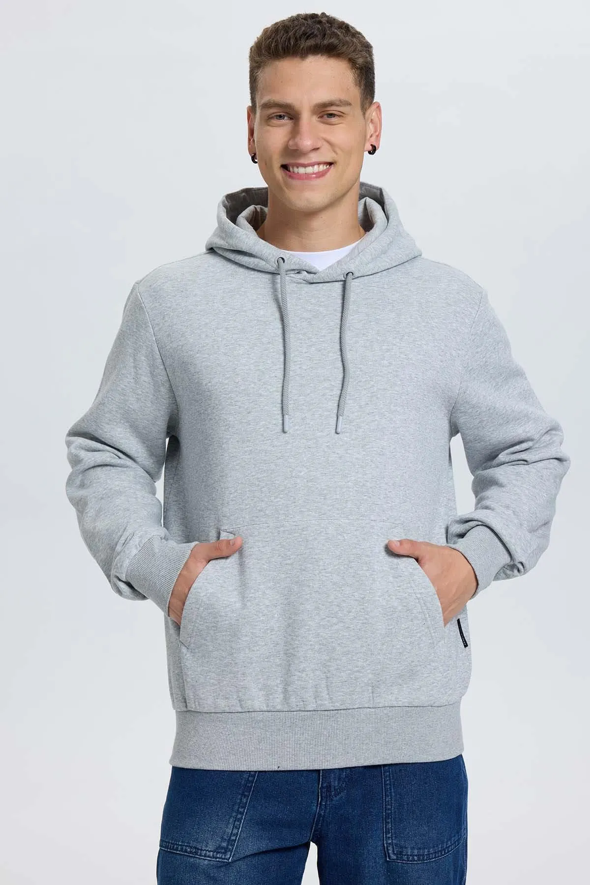 Polerón Hombre Hoodie Gris Melange
